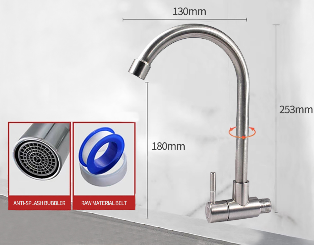 Stainless steel basin hot and cold faucet side opening11