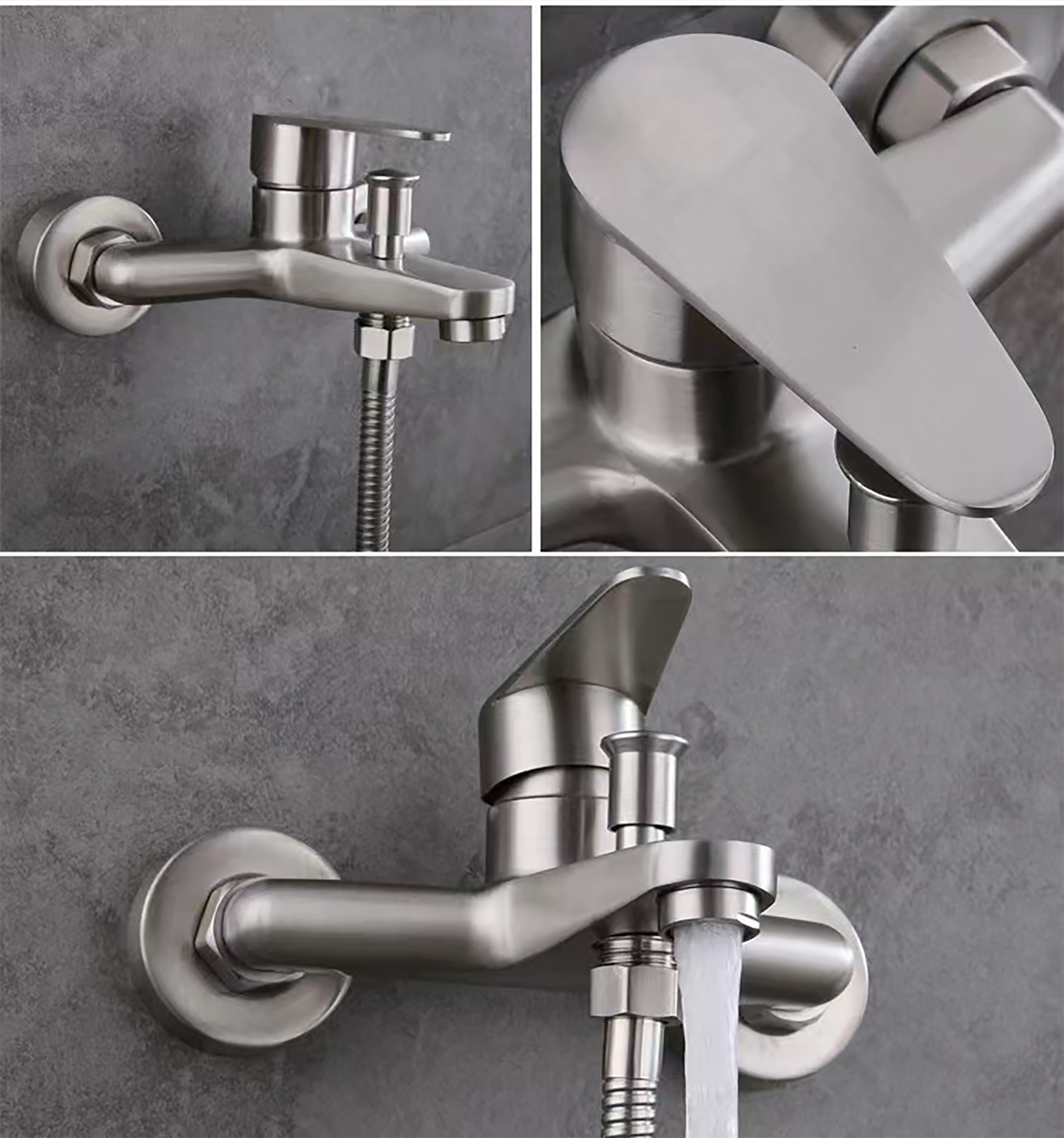 Stainless steel bathroom concealed triple hot and cold faucet