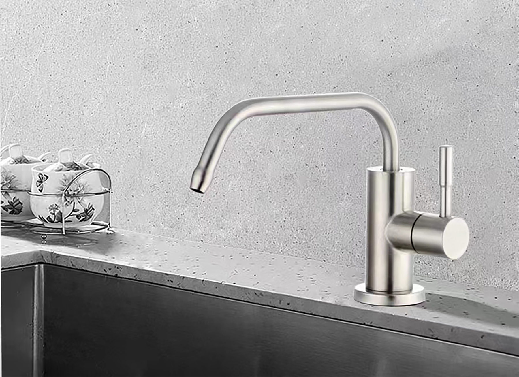 Stainless steel water purifier faucet with raised water pipe11