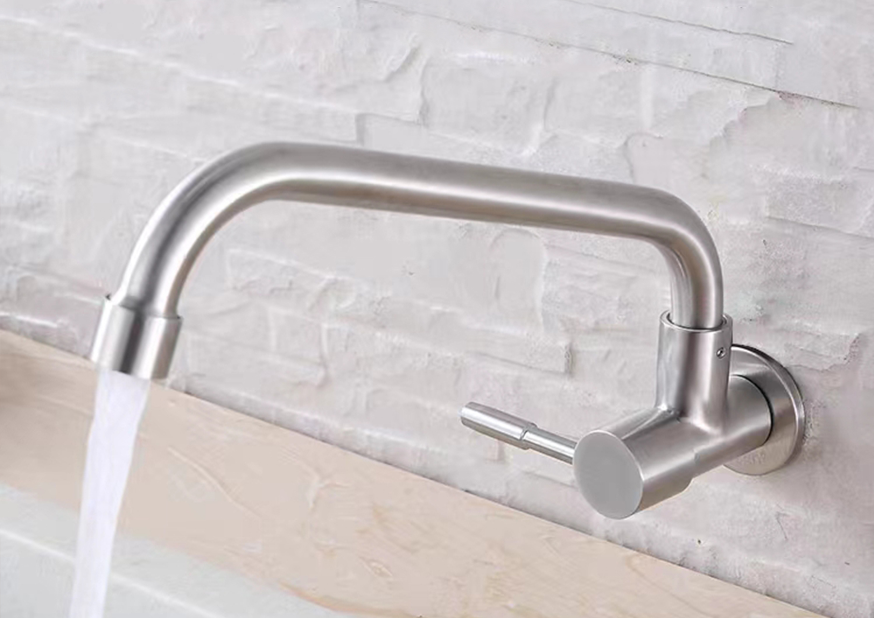 Wall-mounted stainless steel vegetable basin faucet
